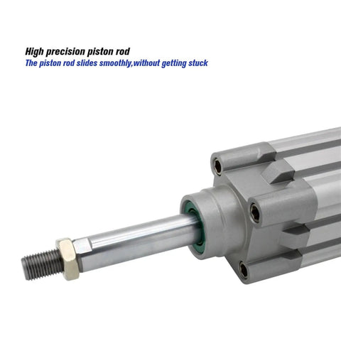 Close-up of Aluminum Standard Air Cylinder With 40mm Bore DNC 40 Series Double Acting Pneumatic Cylinder PPV A, showing piston rod