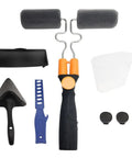 Dual Roller Paint Runner With Extendable Telescopic Pole For Fence Railing And Tubing Heavy Duty Seamless Brush Kit set with tools