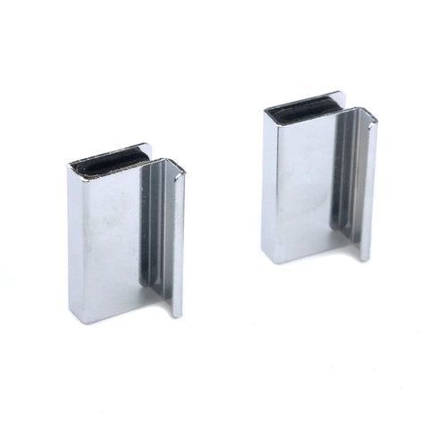 Six Pack 1.6 Inch Glass Finger Edge Pull Clips for Window Display Cabinets polished chrome finish stainless steel construction