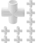 4 Way 1/2 Inch Cross PVC Fitting 10 Pack Connector Furniture Grade For DIY Furniture Projects And PVC Structures White