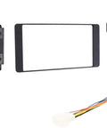 Aftermarket Double Din Radio Install Dash Kit With Wire Harness For Mitsubishi Outlander Sport 2015 To 2019 ES Trim And 2000 To 2022 Outlander Sport No External Factory Amp Easy Install Black ABS, showing dash brackets and colorful wire harness.