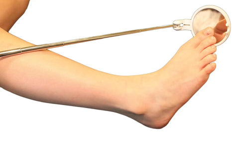 Travel Friendly Diabetic Foot Care Mirror With Adjustable Telescoping Arm 6 To 18 Inches, Compact Folding Design For Easy Foot Exams, Preventative Skin Care And Full Body Checks, Blue, used to inspect foot toes