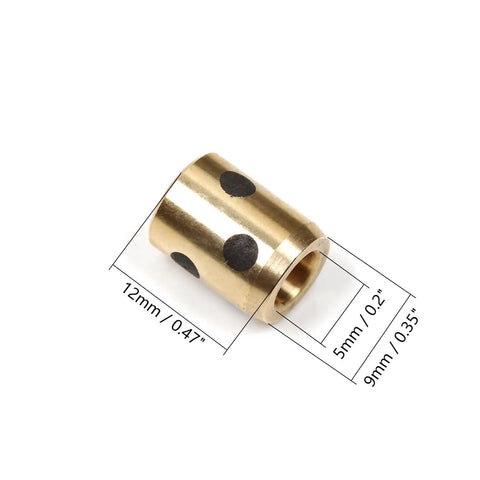 Badass One Piece Sleeve Bearing With 5Mm Inner Bore And 9Mm Outer Diameter At 12Mm Long, showing dimensions and porous bronze design.