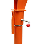 Heavy Duty 1100 Lb Truck Bed Crane Hoist With Electric Winch showing orange adjustable base and crank handle.