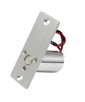 Tough As Nails Waterproof DC 12V Electronic Drop Bolt Door Lock With Normally Closed Magnetic Mortise Design, silver metal housing.