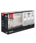 Box of the All In One Bathroom Vanity Set With A 3 Light Fixture, Towel Bar, Toilet Paper Holder, Towel Ring, And Robe Hook In Brushed Nickel