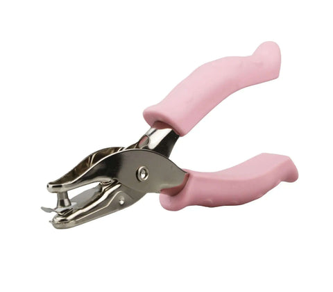 Two Pack Handheld Paper Hole Punch Set With Quarter Inch And Eighth Inch Punches, Steel Construction, Soft Grip Handles, Great For Scrapbooks, Greeting Cards, Invitations, Craft Tags, Pink.