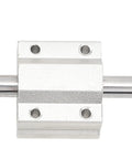 Close-up of SC8UU bearing block on guide rod from Beefed Up Linear Motion Kit With Guide Rod Shafts T8x8 Lead Screw SC8UU Bearing Blocks
