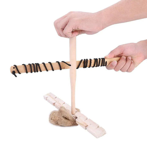 Using Friction Bow Drill Fire Starter Kit for Outdoor Survival, Wood Fire Making Tool demonstration, durable and easy for camping
