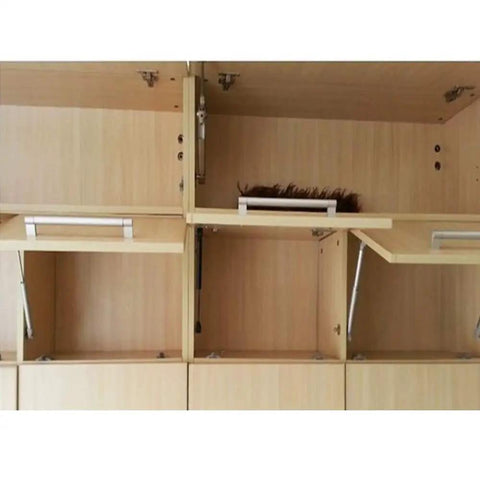 4 Pack 6 Inch 30N Hydraulic Cabinet Gas Springs With Soft Close Lid Support installed in wooden cabinets