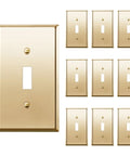 Polished Brass 1-Gang Toggle Light Switch Wall Plate in Gold Finish, Durable Brass Color, Corrosion-Resistant, Pack of 10