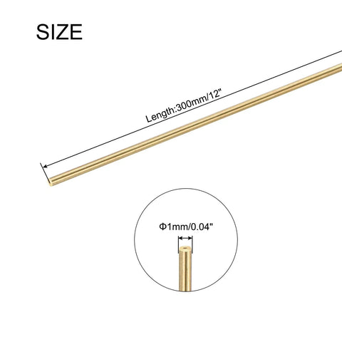Top Tier 10 Pack Of 1Mm X 300Mm Solid Brass Round Rod Shaft Lathe Bar Stock For Diy Crafting And Model Building With Heavy Duty Build And Smooth Finish That Definitely Is The Real Deal size illustration showing 1mm diameter and 300mm length.