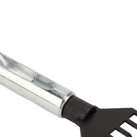 Close-up of Go-To Prong Chisel Kit With Replaceable Leather Stitching Punch Tools showing metal handle and attachment detail