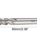 Spiral end mill, 1/4 in HSS, 60 mm long, 4-flute, side view