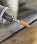 Close-up of Aluminum Oxide Grinding Stone for Rotary Tools 2 Count Pack Heavy Duty Pro Grade Bit sharpening metal edge