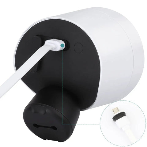 Close-up of cable connection for Solar Panel For Outdoor Security Camera Keeps Your SimpliSafe Outdoor Cam Juiced Round The Clock With Built In 2200mAh Battery Aluminum Alloy Frame Durable Silver Finish