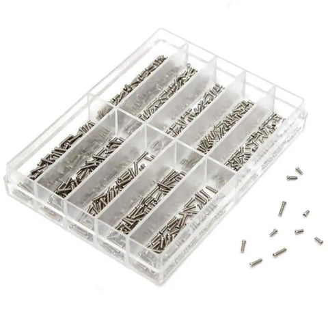 500Pcs Stainless Steel 10 Kinds Small Screws Nuts Assortment Kit For Miniature Projects Watches And Glass Fixtures With Transparent Storage Box