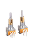 Dual Shaft Axis Rotary Encoder With Push Button Switch For Precision Angle Measurement in metal, showing connectors and build.
