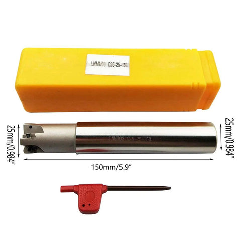 LNMU03 C25 25 150 4T Fast Feed Rough Milling Cutter For 90 Degree Indexable End Mill Tool Holder EXN03R with box and wrench