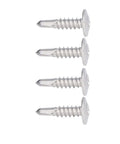 Rust-Proof 304 Stainless Self-Drilling Screw Set With Round Washer Head, side view of four screws on white background.