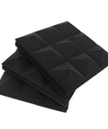 Rock Solid Acoustic Foam Panels 6 Pack Pyramid Soundproof Wall Decor 12X12X2 Inch dense black foam panels stacked