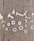 Nylon Screw Nut Washer Assortment Kit M2 To M5 With 270 Pieces displayed on wood surface