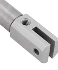 Close-up of stainless steel ten millimeter bore and hundred millimeter stroke double acting pneumatic air cylinder for mini automation projects
