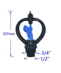 360 Degree Garden Sprinkler Nozzle For Lawn And Garden 1/2 Inch To 3/4 Inch Rotary Irrigation Sprayer with blue nozzle.