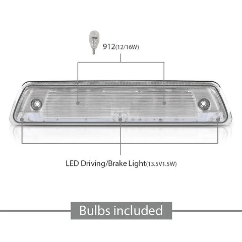 G-PLUS LED third brake light for Ford F-150 SVT Raptor and Lincoln Mark LT, clear lens, bulbs included