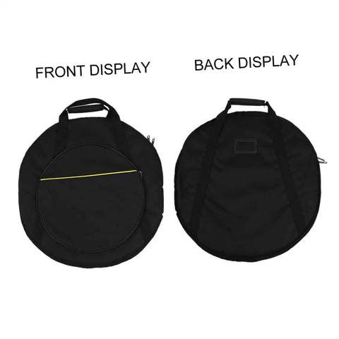 Rock Solid Marching Cymbal Bag With Sickly Padded Cushioning Spacious Zippered Pockets For Drums Sticks And Sheet Music Heavy Duty Oxford Fabric Built For Travel - front and back views