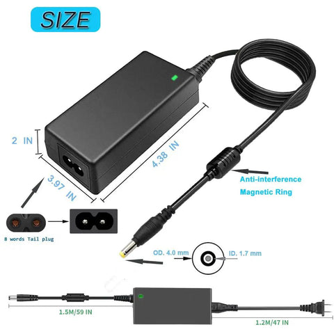 EN-EL15 Dummy Battery And Power Supply Kit with adapter cable for Nikon cameras, detailed size measurements included.