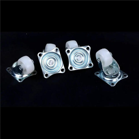 Four Pack Universal Swivel Caster Wheels 1 Inch White Nylon Roller Wheels For Furniture Trolleys Chairs And Household Carts
