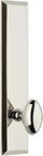 Tall Plate Eden Prairie Knob Single Dummy in polished nickel, solid forged brass construction for 84-inch doors, side view.