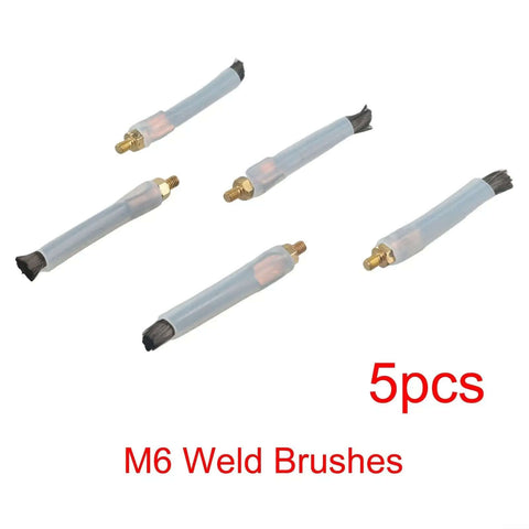 Five Pack M6 Welding Brushes For Seam Bead Cleaning And Joint Prep With Tough Carbon Fiber Conductive Heads and Silicone Sleeve