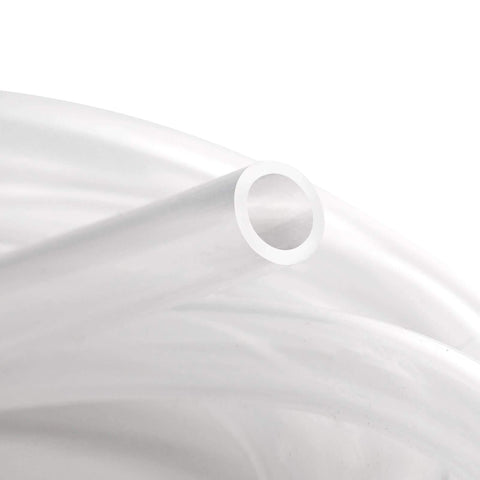Food Grade High Temperature Silicone Tubing Three Eighths Inch ID By Half Inch OD Flexible Silicone Hose For Home Brewing Pump Transfer And Winemaking BPA Free Lead Free Non Toxic Medical Safe 3 Feet coiled close-up