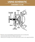 Diagram of Disc Brake Caliper Piston Rewind Tool DIY Friendly Wind Back Tool Set For Left And Right Hand Threaded Calipers
