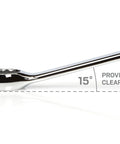 Close-up of a 15-degree angled open end of the 30-Piece Combination Wrench Set With Inch And Metric Sizes showing clearance.