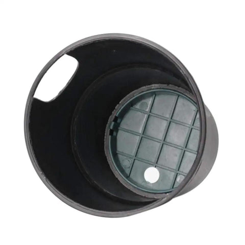 Top view of Automatic Irrigation Valve Box Cover For Garden And Lawn 6 Inch Plastic Sprinkler System Lid in black and green