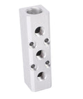 Aluminum Air Manifold 3 Way 5 Port Pneumatic Block Splitter showing ports and structure for air systems.