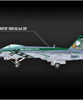 Side view of F A 18 E Super Hornet 1 72 Scale Plastic Model Kit Unpainted Assembly Ready To Paint Glue And Paints Sold Separately VFA 195 Combat Squadron Navy Aircraft Build Kit with decals showing unique markings