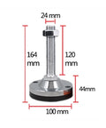 Pro Grade Heavy Duty Adjustable Leveling Feet M24 M30 Threaded Machine Base Wobble Killer Pads with dimensions 164mm height, 100mm base.