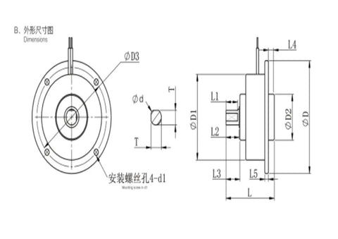 Miniature Magnetic Powder Brake With Precise Torque Adjustment And Long Life Ultra Compact Design technical drawing