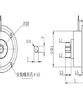 Technical diagram of Compact Magnetic Powder Miniature Brake ZKG1YN With Spot On Torque Control, showcasing dimensions and structure.