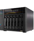 Badass Six Bay Network Attached Storage Featuring Amd Ryzen Quad Core Processor And 16Gb Ecc Ddr5 Memory With Single 1Tb Nvme Drive Plus Four M.2 Expansion Slots For Dual 10GbE And 5GbE Networking Alongside Fast Usb4 Ports For Next Level Data Archival, showing the front view with visible bay slots.