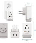 Israel Travel Power Adapter With Dual USB And USB C QC 3.0 shown from multiple angles, featuring US sockets, Type H plug.