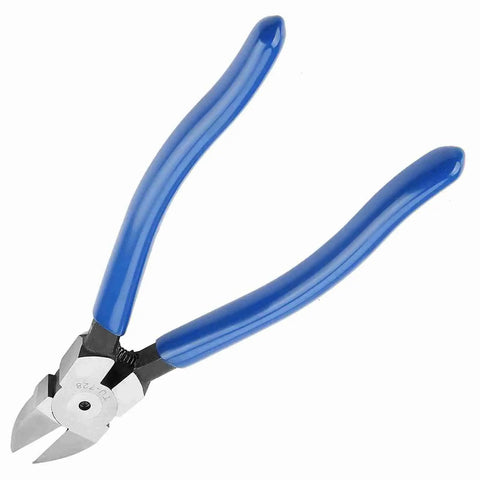 Diagonal Pliers For Cable Cutting And Wire Nipping, Chrome Steel TU 728, Compact Ergonomic Handle, Portable Tool For DIYers, Electricians, And Pros, Smooth Clean Cuts On All Kinds Of Cables, blue handles