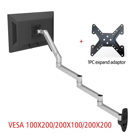 Aluminum Mechanical Spring Tv Monitor Wall Mount Bracket Fits 17 To 32 Inch Screens With Four Telescoping Arms delivers adjustable view with VESA adaptor.