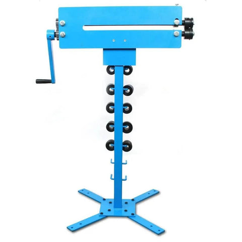 Professional Manual Bead Roller With Six Dies Set for 1.2mm Sheet Metal, hand-crank beading tool with stand, blue heavy duty equipment