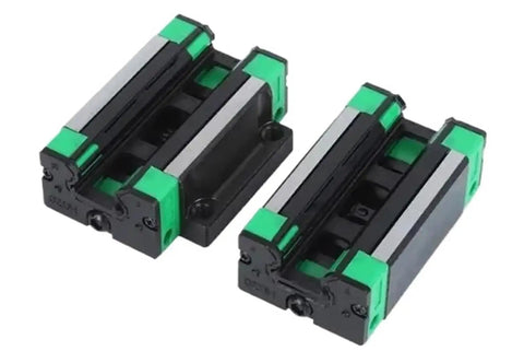 Heavy Duty Linear Guide Slide With Steel Retaining Block For HGW25CC Fits Industrial Machinery Built Tough For Smooth Motion And Precise Control 1 Piece showing dual steel retaining blocks with green accents