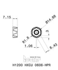 Technical drawing of Pro Grade H1200 HXCU 0606 HPR IC830 AlTiN and TiN coated carbide inserts set 10 pieces NS0288BL5